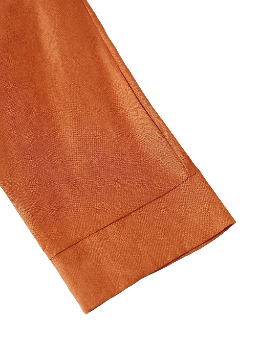 100% Linen Dropped Collar Long-Sleeve Top TRISTAN