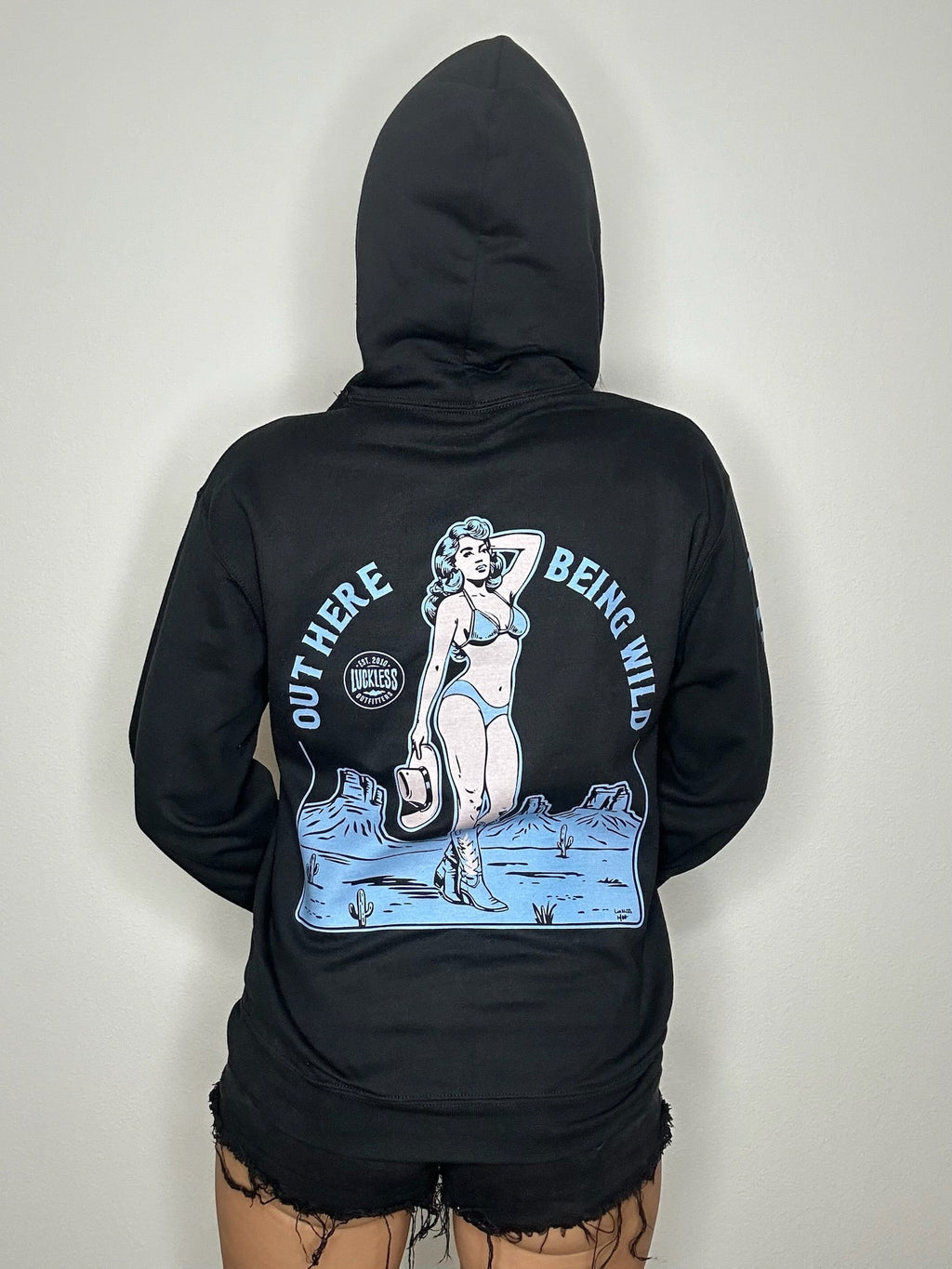 Out Here Being Wild Hoodie in Dew Blue