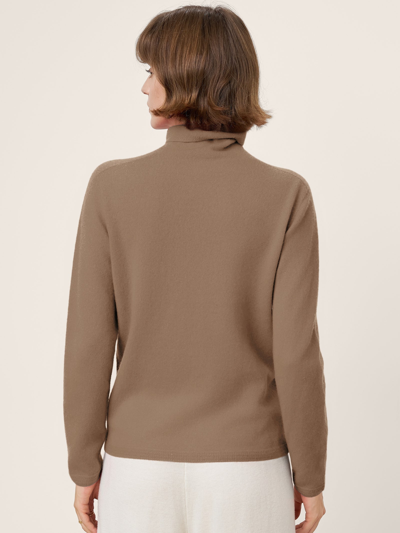 Premium Cashmere Blend Hand-Finished Seamless Turtleneck Knit Top TOVE