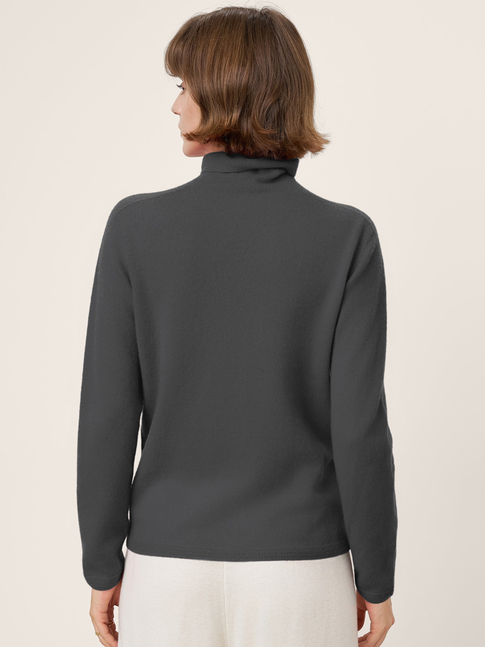 Premium Cashmere Blend Hand-Finished Seamless Turtleneck Knit Top TOVE