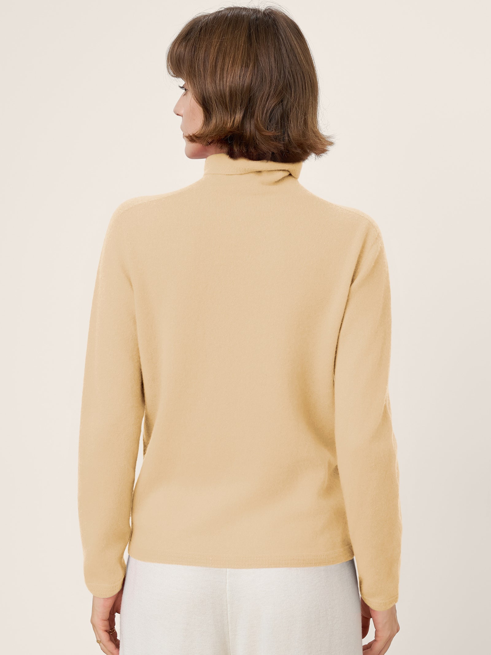 Premium Cashmere Blend Hand-Finished Seamless Turtleneck Knit Top TOVE
