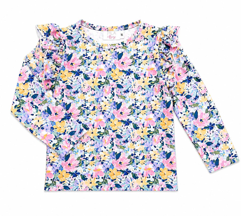Fall Floral L/S Ruffle Tee