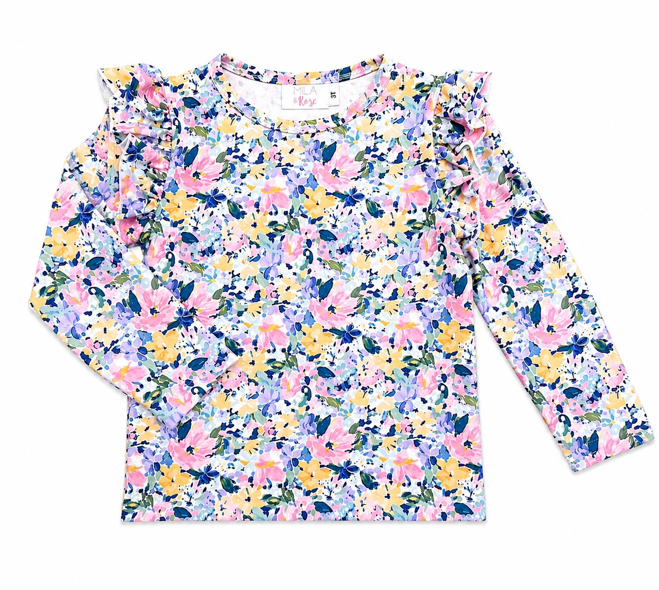 Fall Floral L/S Ruffle Tee