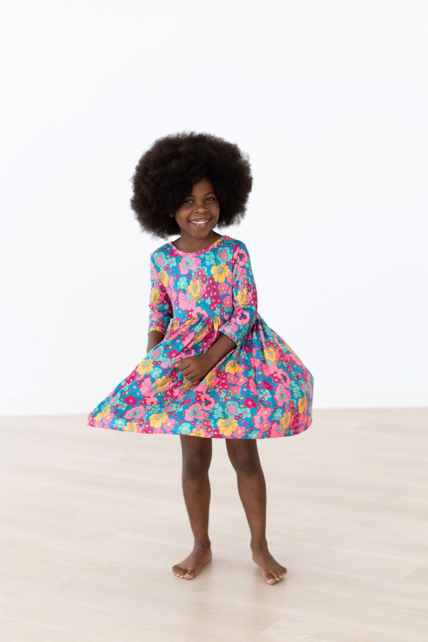 SALE Feeling Floral 3/4 Sleeve Pocket Twirl Dress