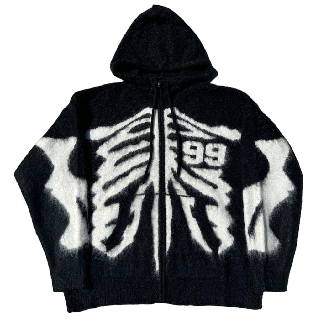 Black Skeleton Mohair Zip Up