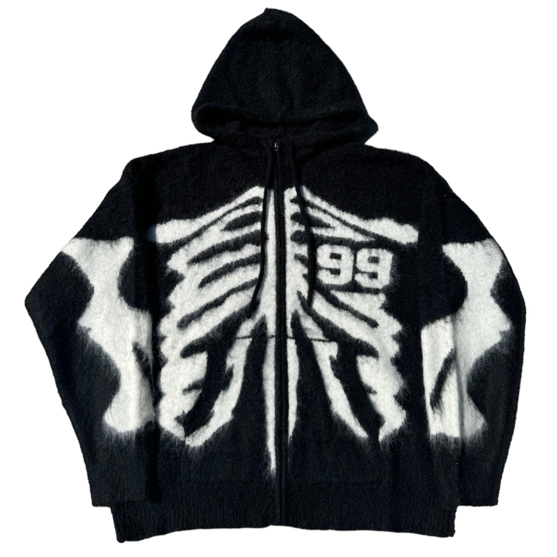 Black Skeleton Mohair Zip Up
