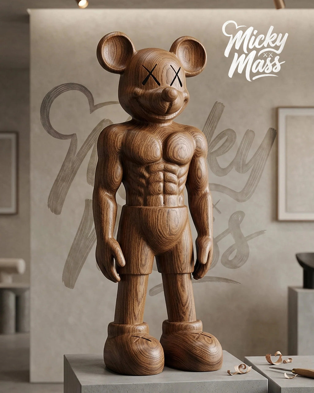 MickyMass Solid Wood Collectible Art Figure