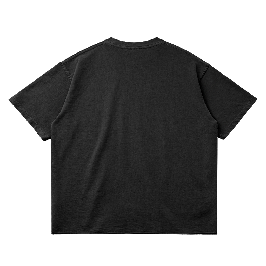 Ghosts Cant Dream Garment Dyed Streetwear Tee 260GSM Black Cotton With Faded Raw Hem