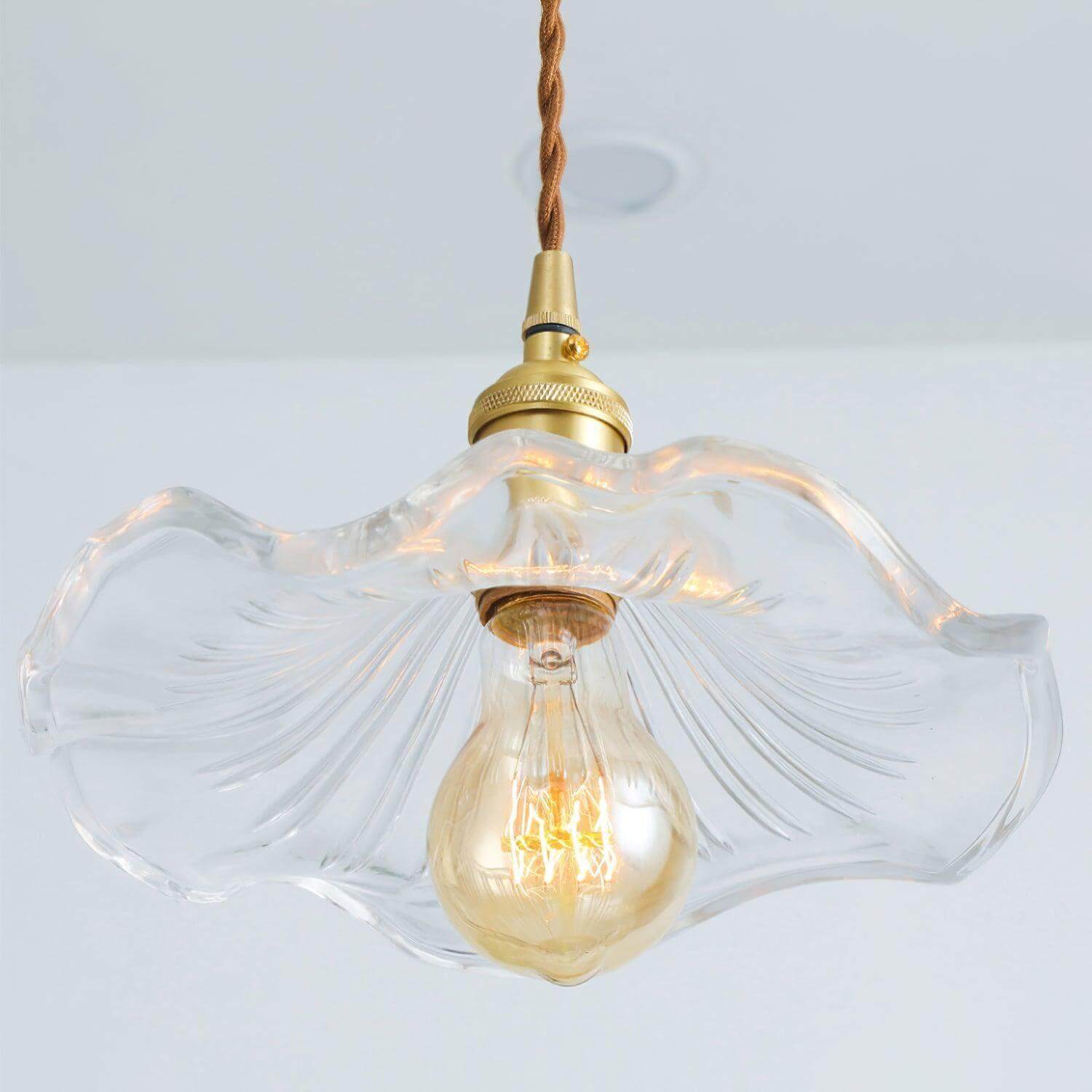 Glass Hibiscus Flower Pendant Light