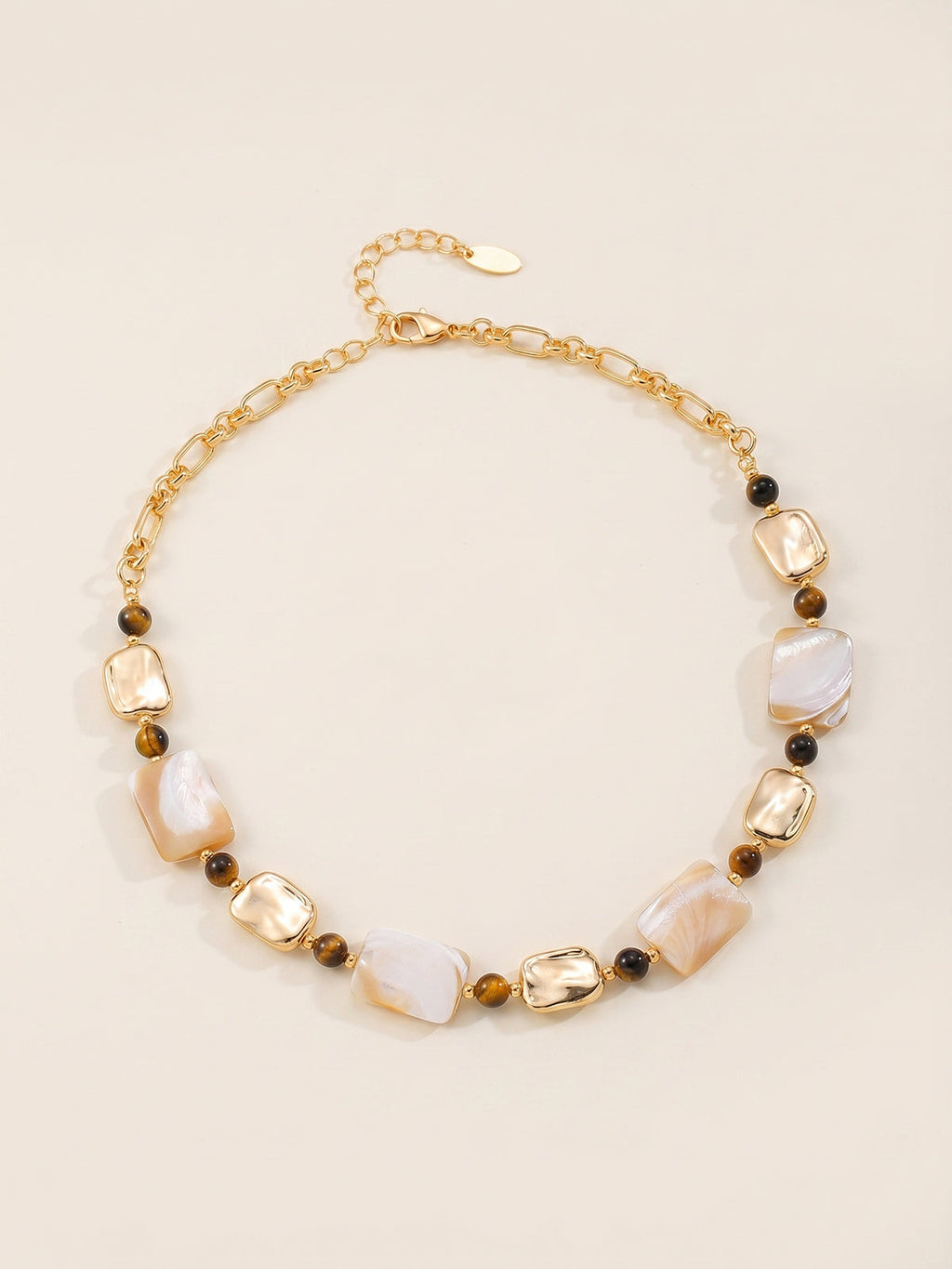 Golden Shell Mix Abalone Shell Beaded Necklace