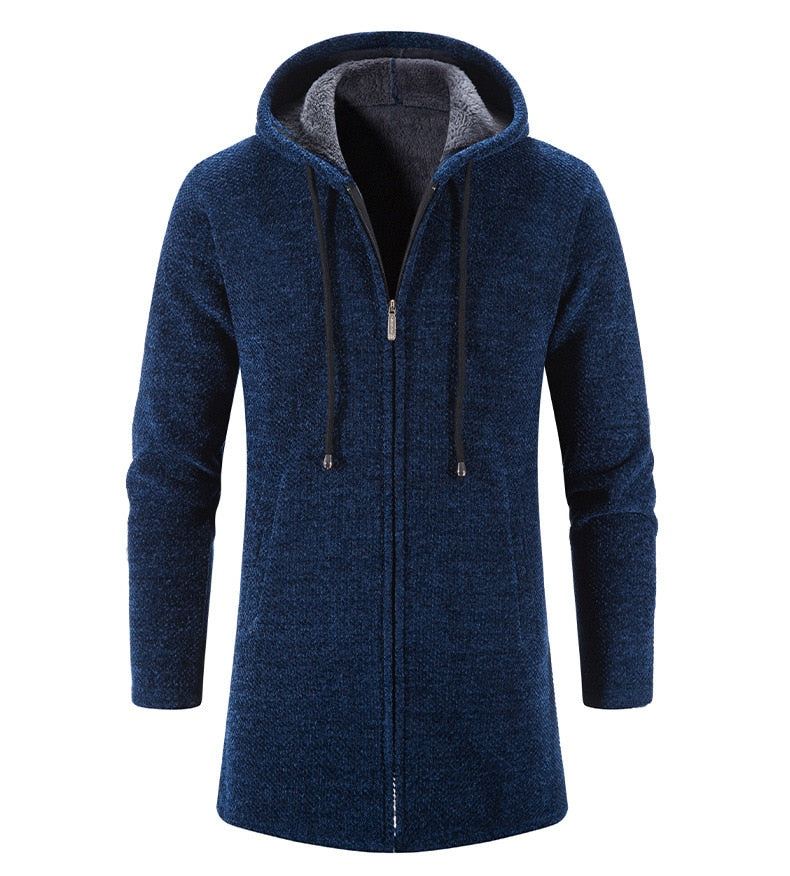 Cashmere Men's Cardigan Chenille Outer Sweater Coat Windbreaker
