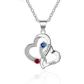 Customized 2 Birthstones Intertwined Heart Necklace Wedding Jewelry