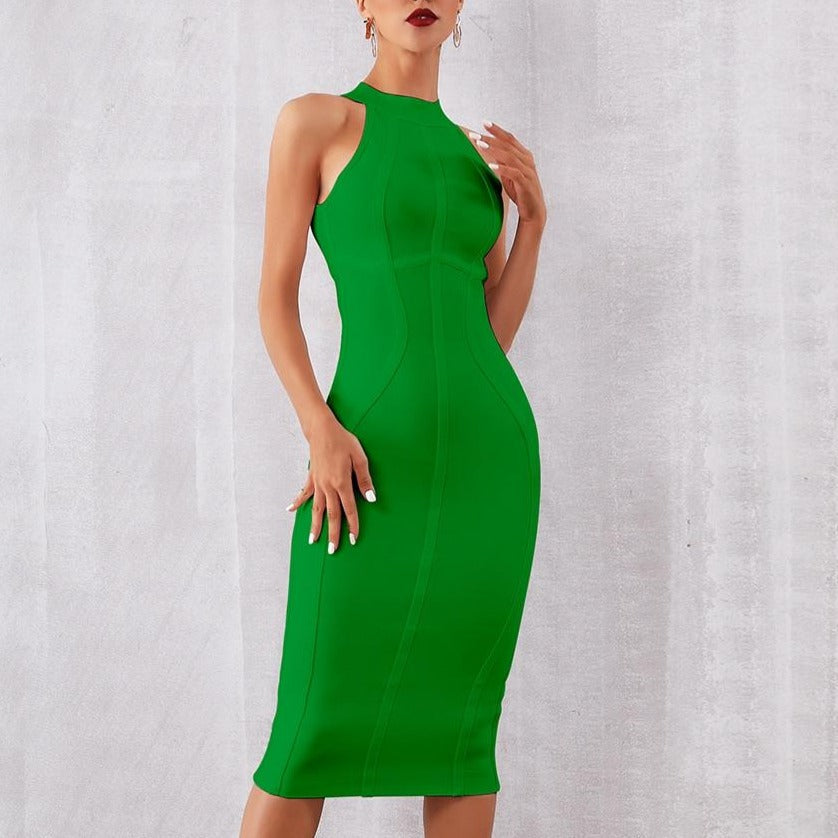 Summer White cocktail midi Dress Tank Sexy Sleeveless white dress for women