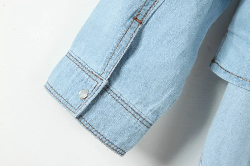 Denim Shirt Short Sleeve Womens Tops Chemise Femme Crop Tops
