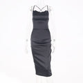 neon satin lace up 2022 summer women bodycon long midi dress sleeveless backless elegant party