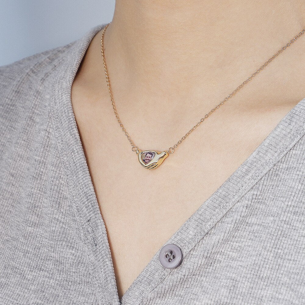 Heart Shaped Pendant Copper Personalized Colorful Baby Children's Photo Necklaces
