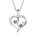 Personalized Heart Necklace with Birthstone Custom Name Engraved Pendant