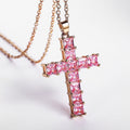 Cross Necklace Female Inlaid White/Pink Cubic Zirconia Fashionable for Party Jewelry