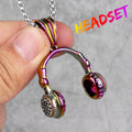 Headset Earphone Gold Mens Long Necklaces Pendants Chain Hip Hop for Boy Male Creativity Gift
