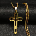 Cross Stainless Fashion Steel Choker Necklace for Men Gold and Silver Color Statement Necklace