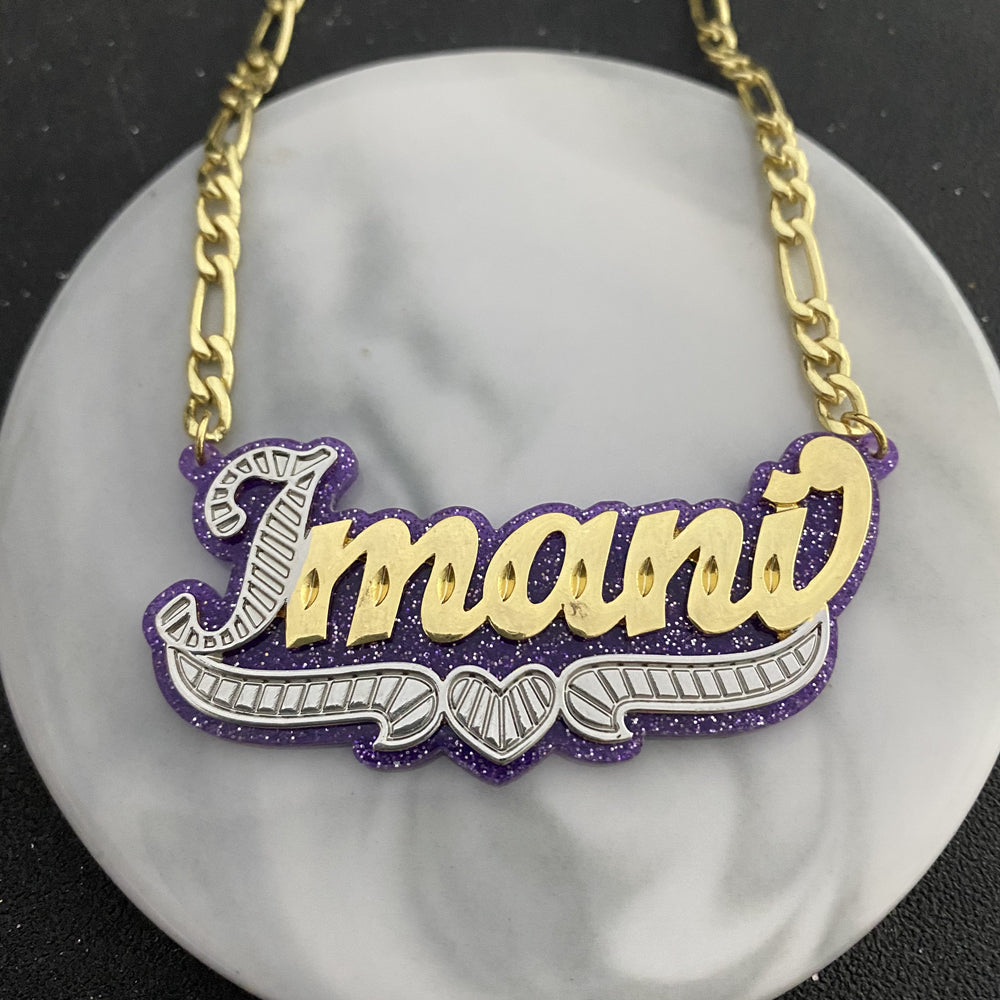 Custom Name Necklace Double Nameplate Acrylic Pendant Necklace Customized Name