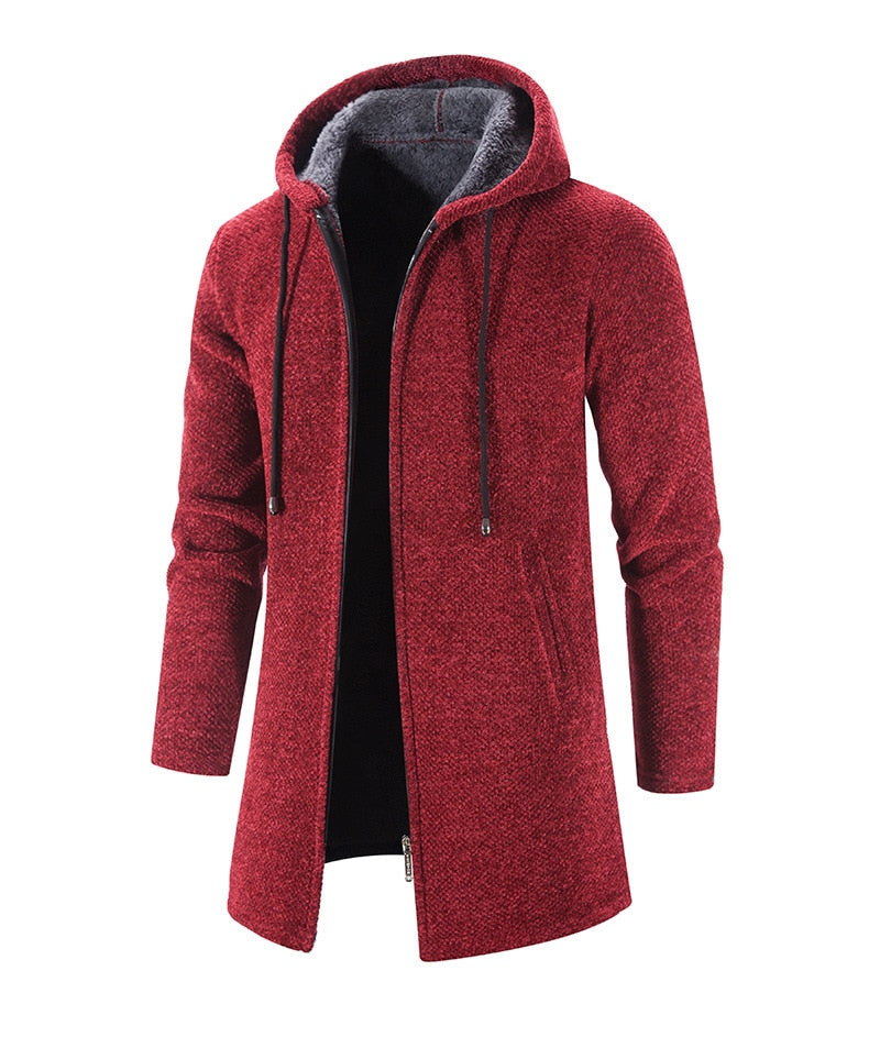 Cashmere Men's Cardigan Chenille Outer Sweater Coat Windbreaker