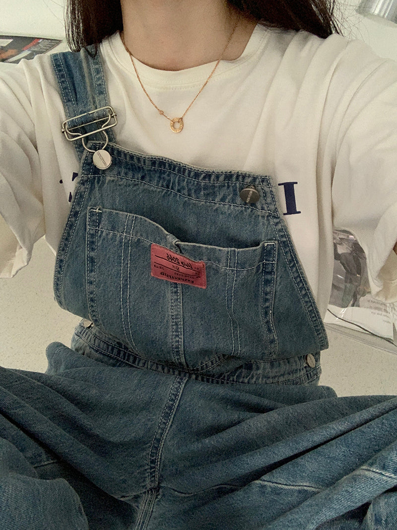 Casual Denim Jumpsuits Women Loose Overalls Baggy Wide Leg Rompers