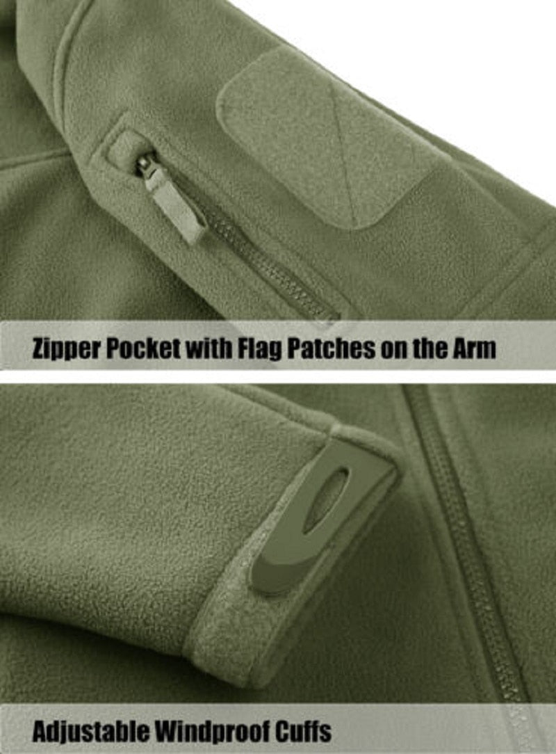 Full Zip Up Tactical Army Fleece Jacket Military Thermal Warm Outwear Windbreaker