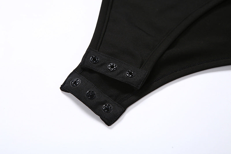 Sexy Hollow Women's Jumpsuit Round Neck Black Slim Fit All-match Thin Rompers Summer 2022