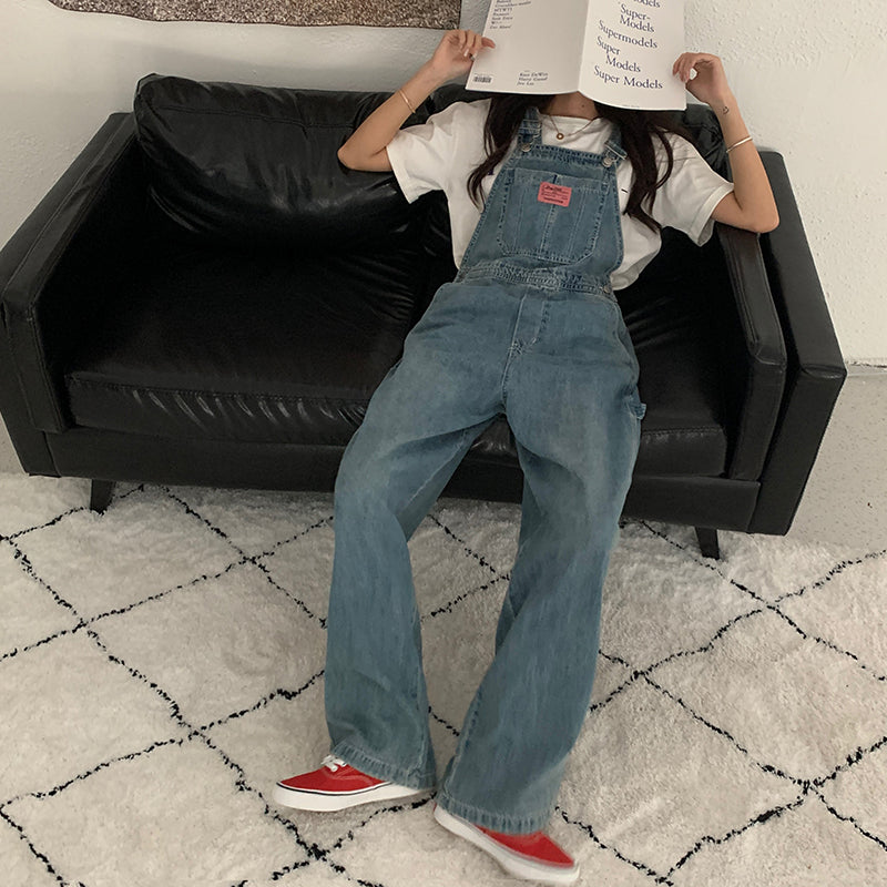 Casual Denim Jumpsuits Women Loose Overalls Baggy Wide Leg Rompers