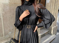 Mid-Long Loose Dress Female Vintage Turtleneck Spring Dress Vestidos Femme Robe