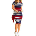 Women Pack Hip Pencil Dress Bodycon Summer Robe Female Striped Vestidos Women Elegant Dress