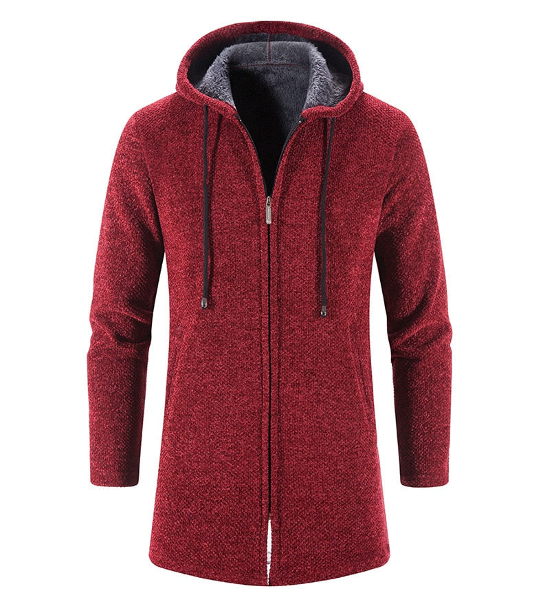 Cashmere Men's Cardigan Chenille Outer Sweater Coat Windbreaker