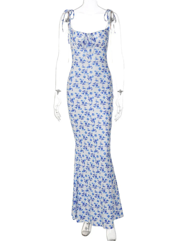 Elegant Floral Beach Vacation Bodycon Streetwear Long Dress