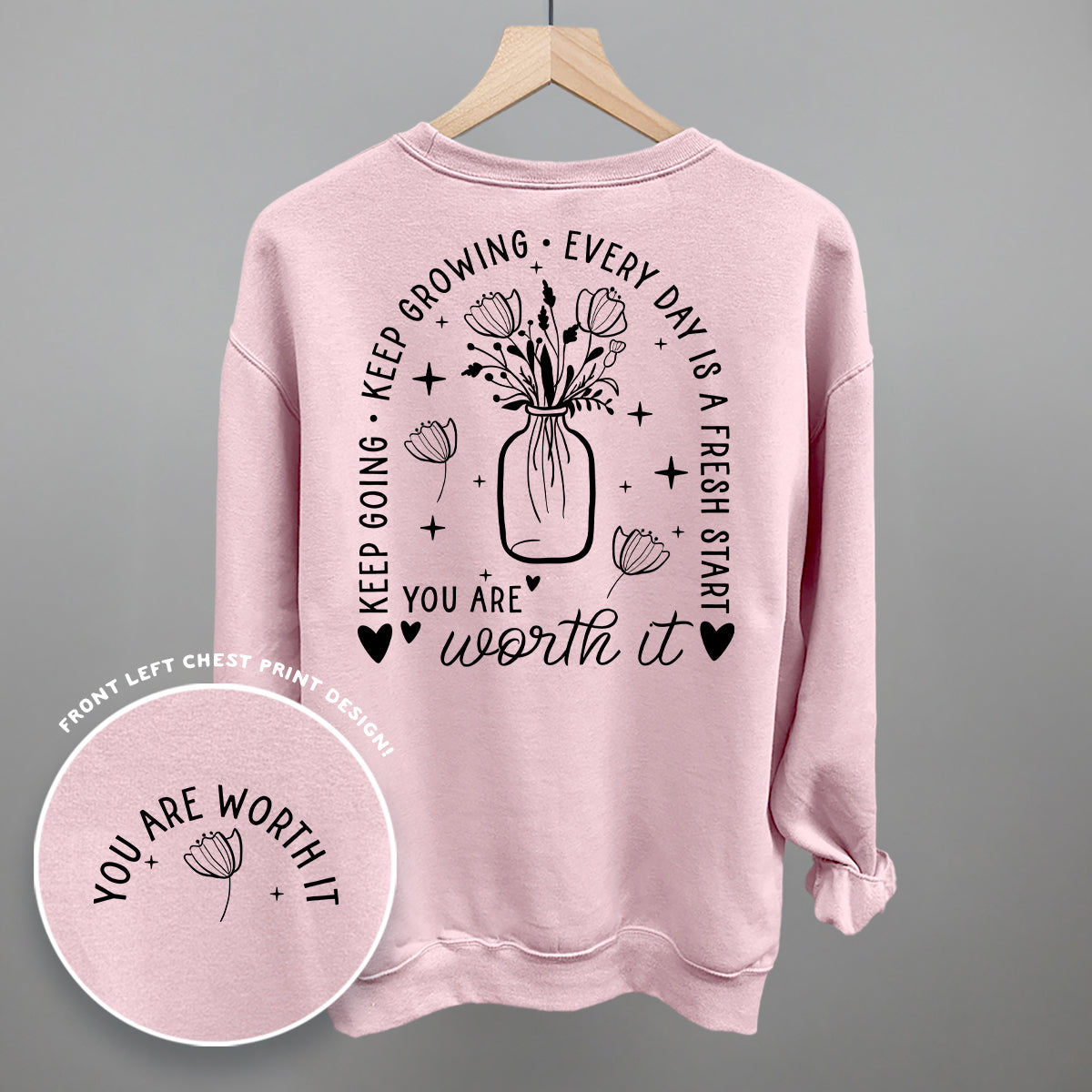 You Are Worth It Black Floral (Back Print)