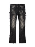 Frost Originals Distressed Rhinestone Stacked Jeans - Black Wash