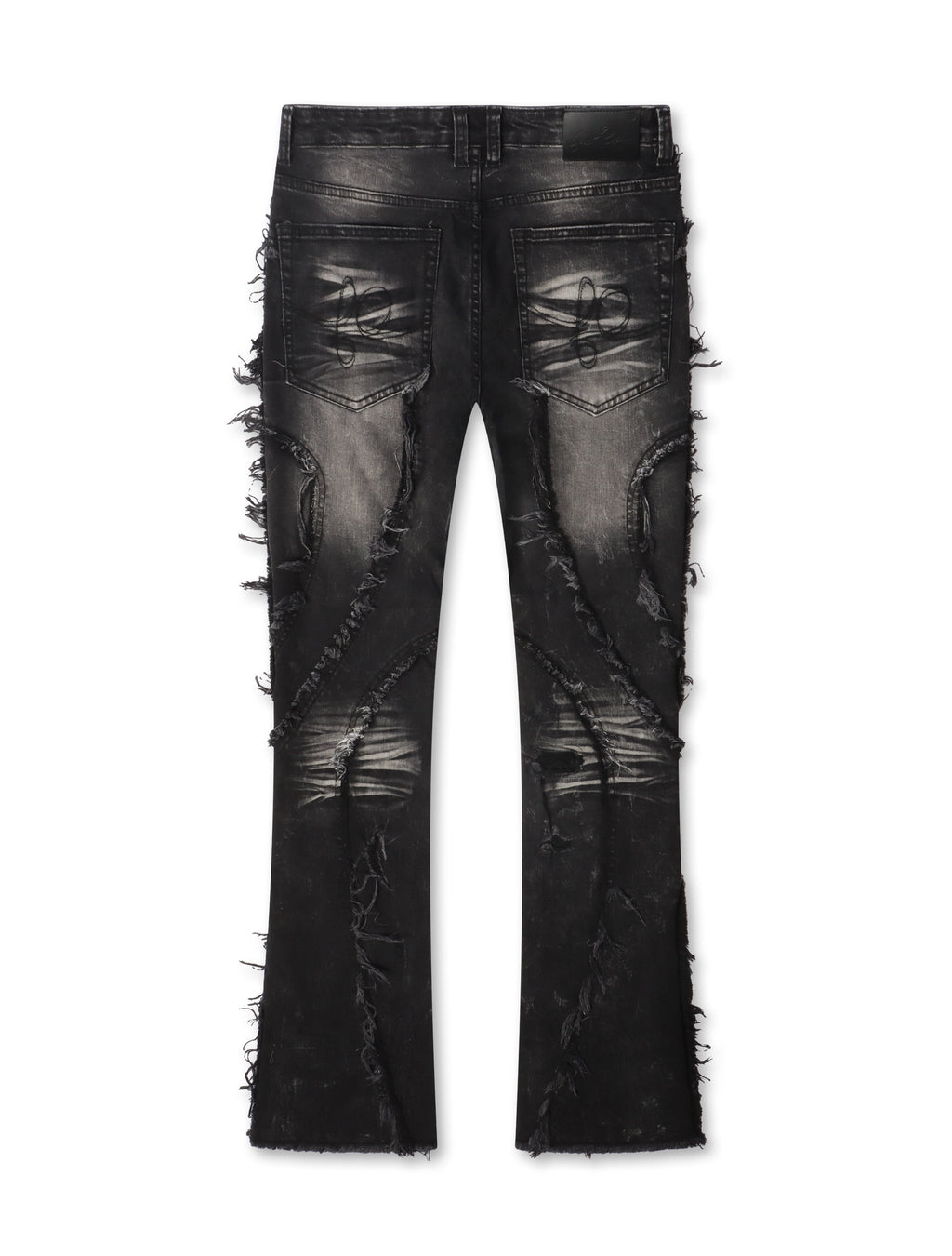 Frost Originals Distressed Rhinestone Stacked Jeans - Black Wash