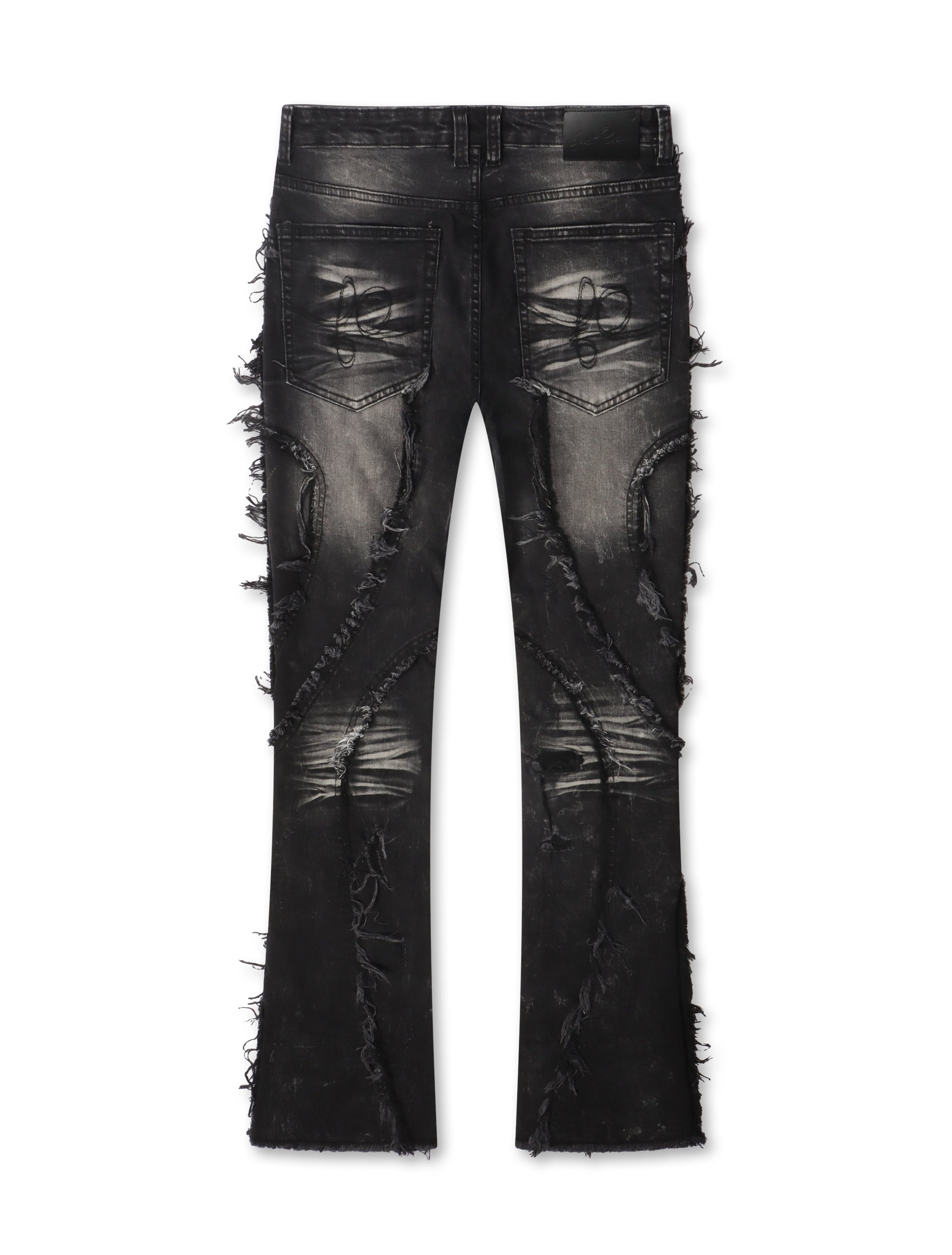 Frost Originals Distressed Rhinestone Stacked Jeans - Black Wash