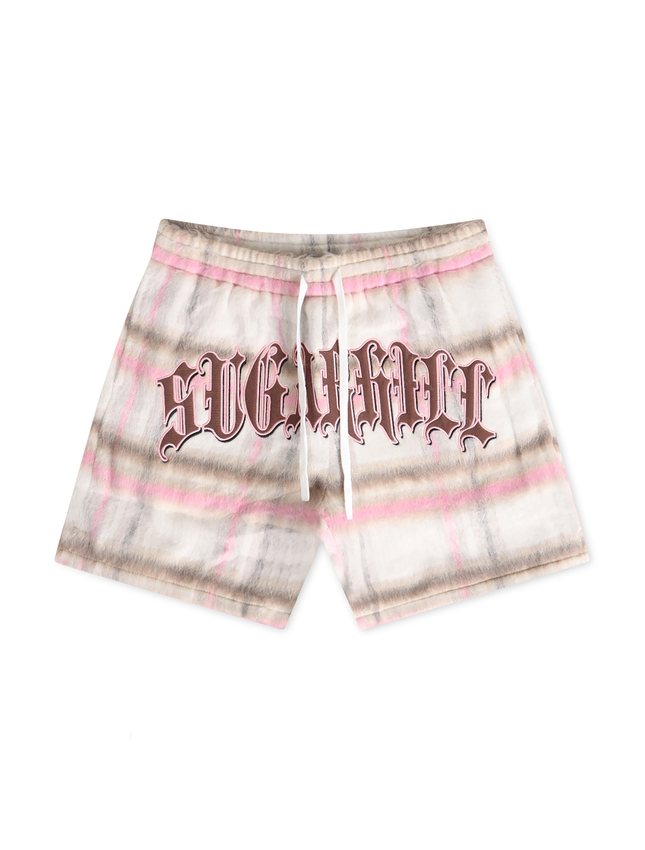 Sugarhill Tudor Mohair Shorts - Pink Plaid