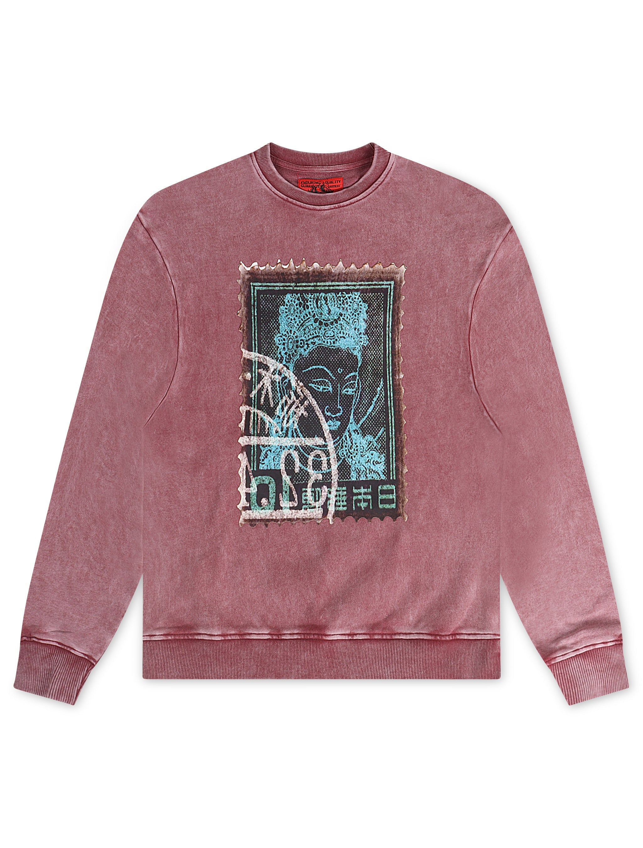 Vicious Denim Graphic Crewneck - Acid Burgundy