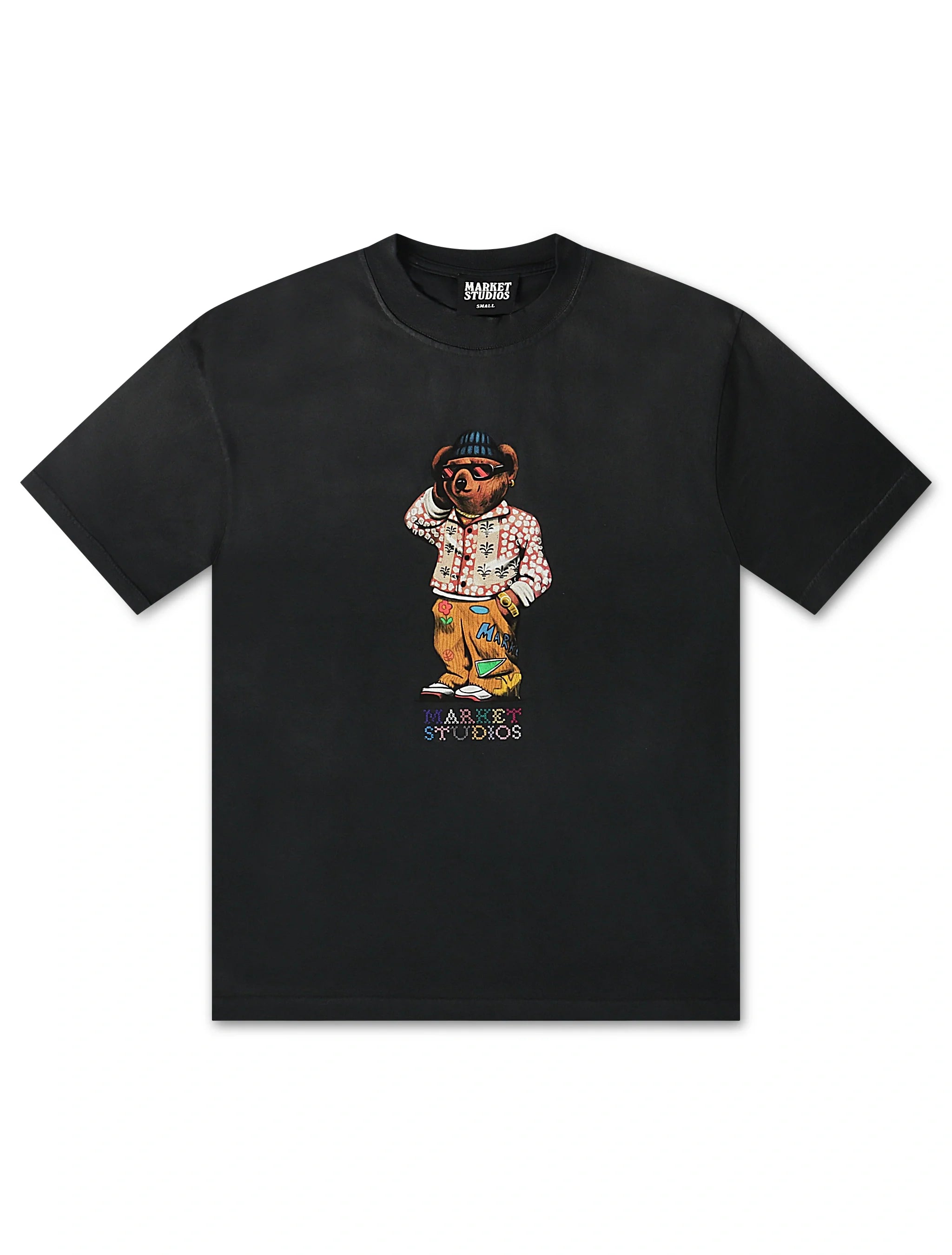 Market Studios Folk Fitted Bear Tee - Pirate Black