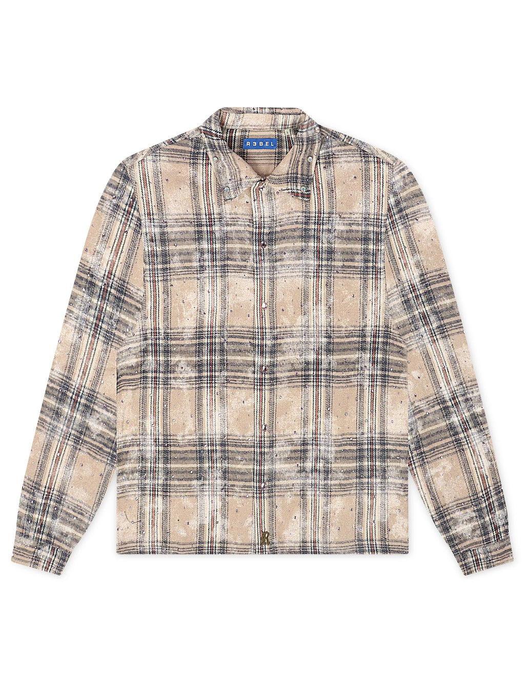 Rebel Denim Rhinestone Flannel - Grey