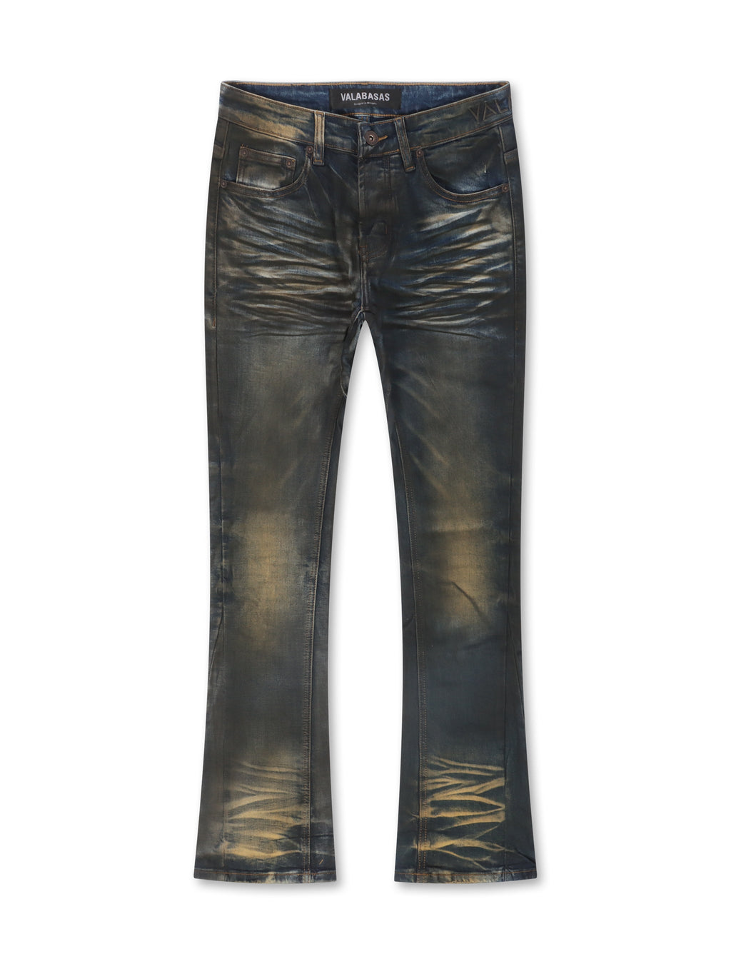 Valabasas Fax Stacked Denim Jeans - Vintage Blue Wash