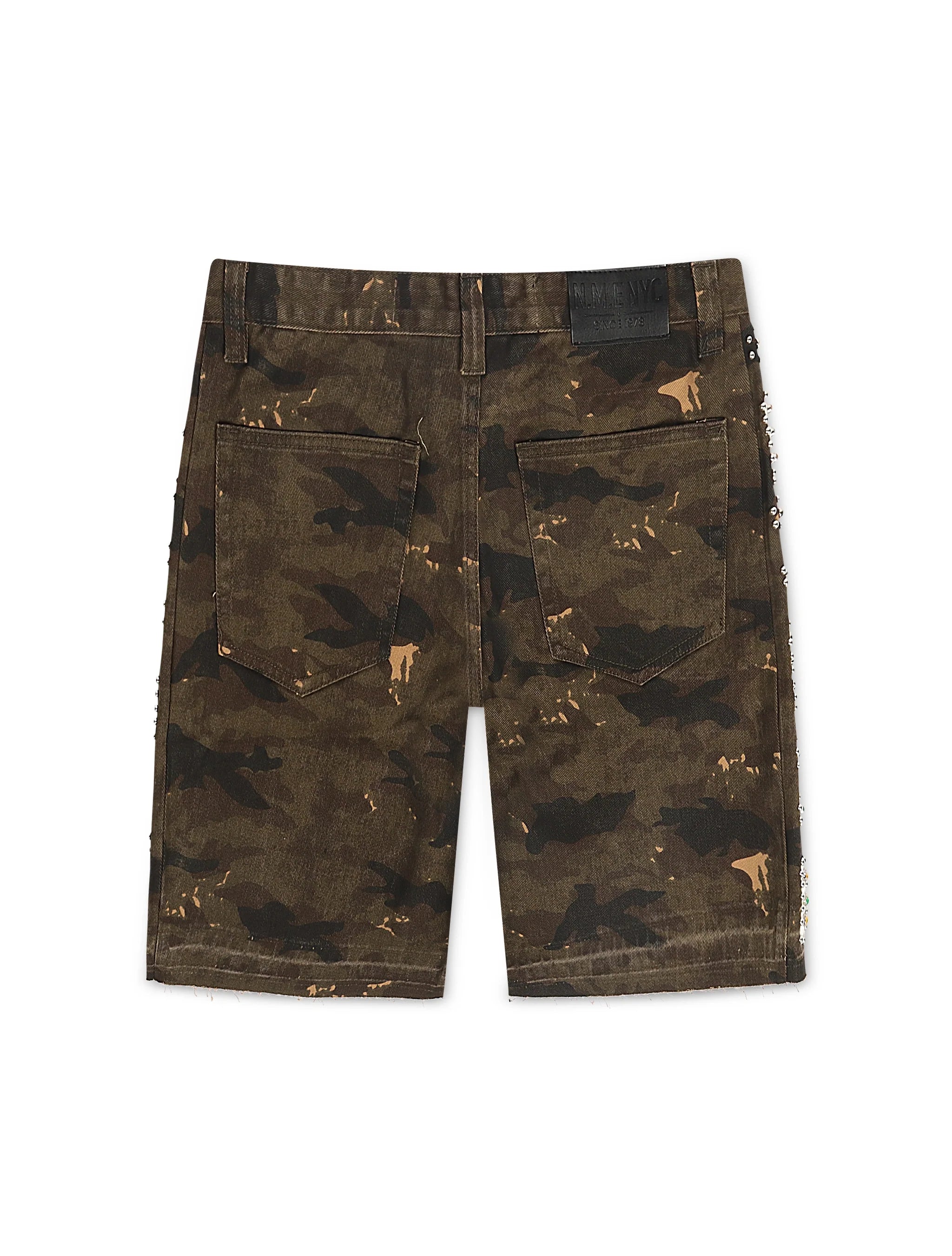 N.M.E NYC Enemy Army '97 Denim Shorts - Camo Wash