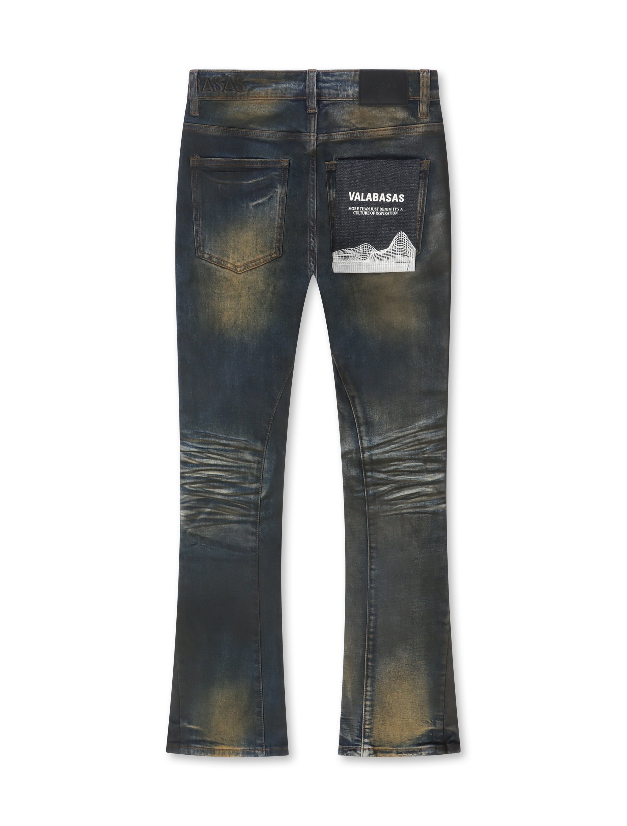 Valabasas Fax Stacked Denim Jeans - Vintage Blue Wash