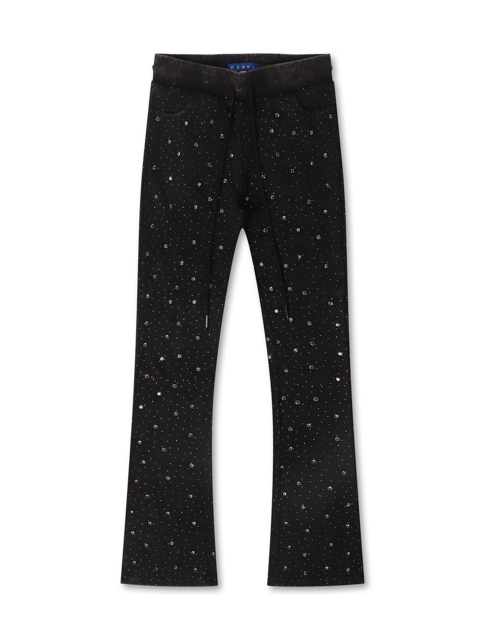 Rebel Denim Diamond Stacked Sweatpants - Ash Black