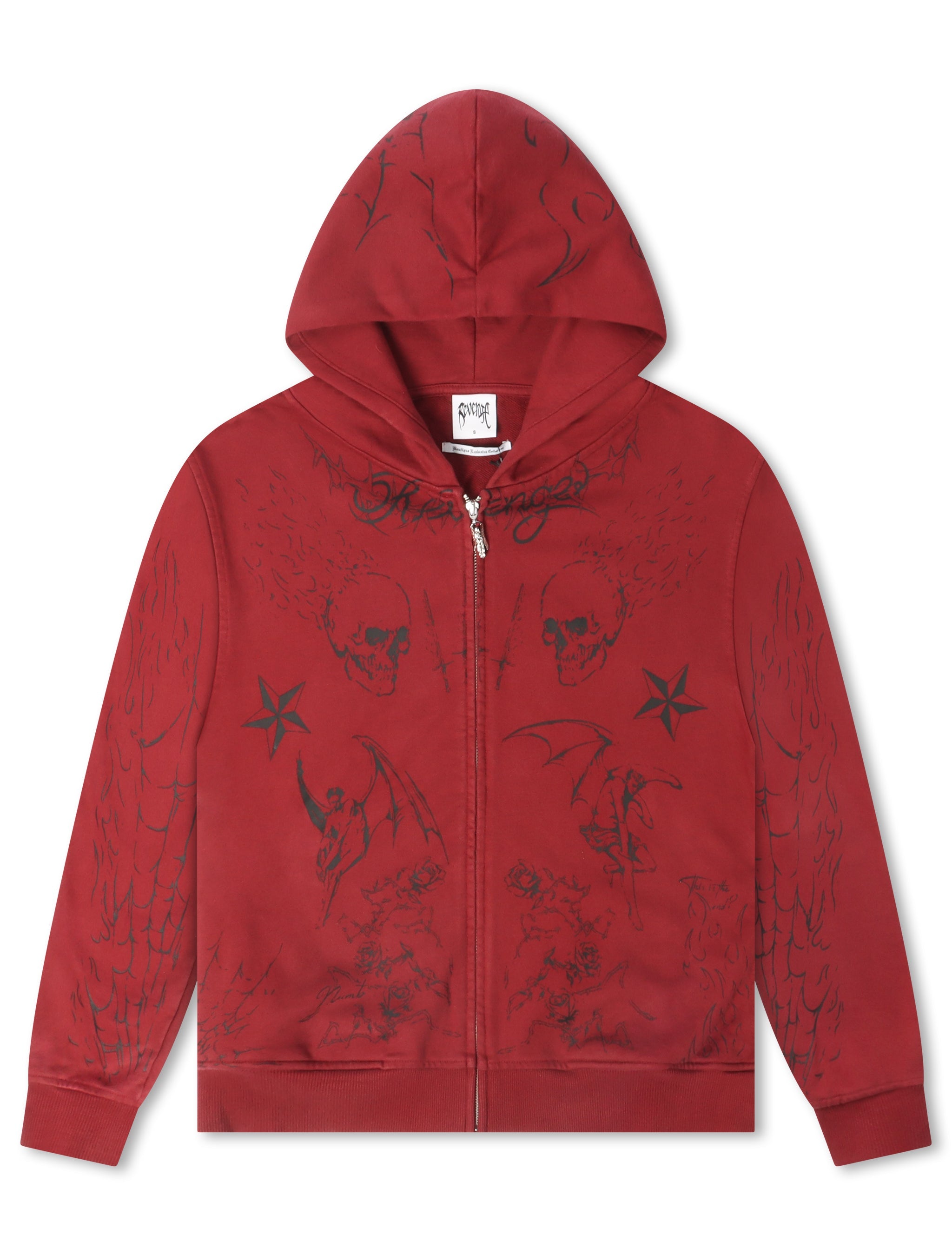 Revenge Tattoo Zip Jacket - Red/Black