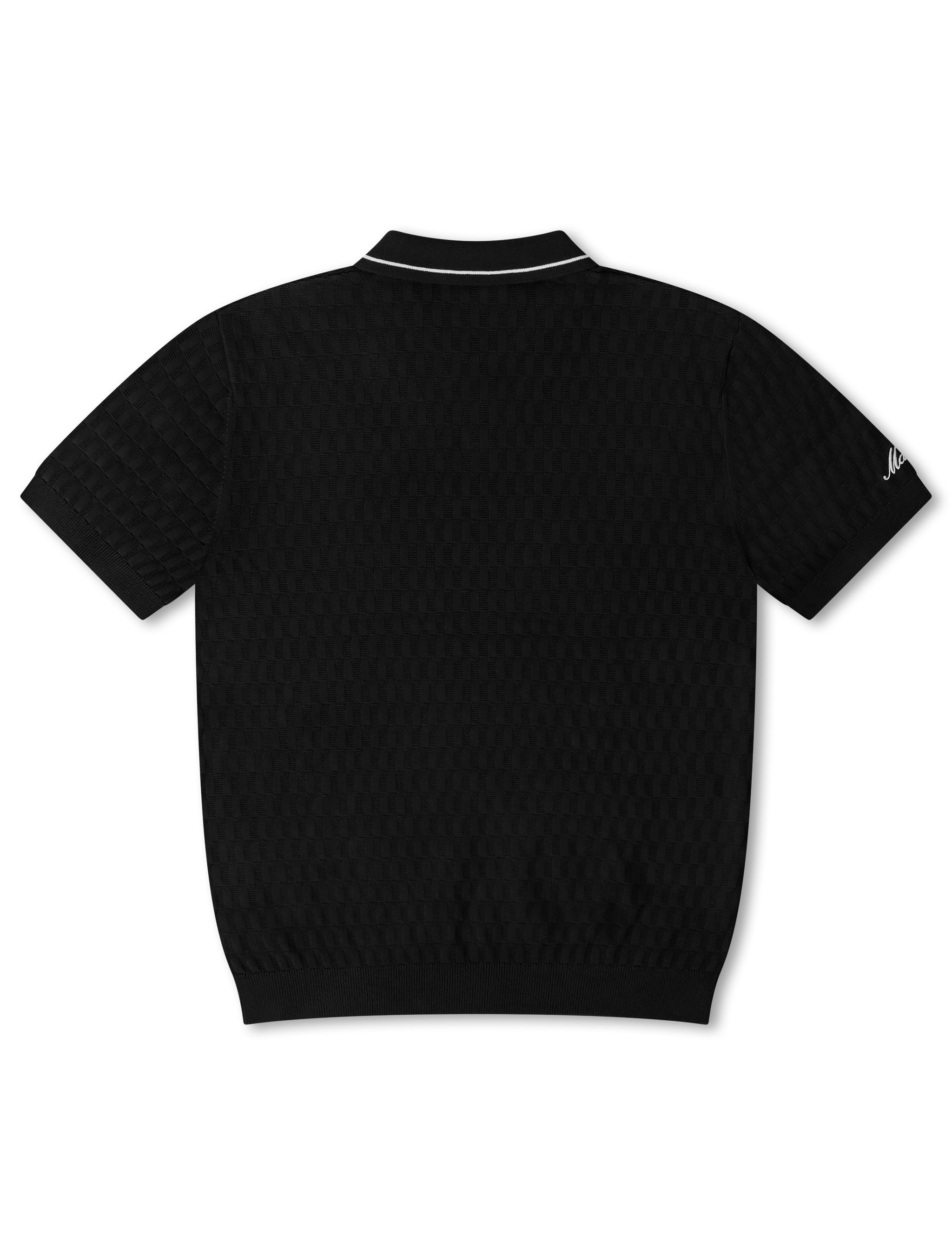 Malbon Crest Knit Polo - Black