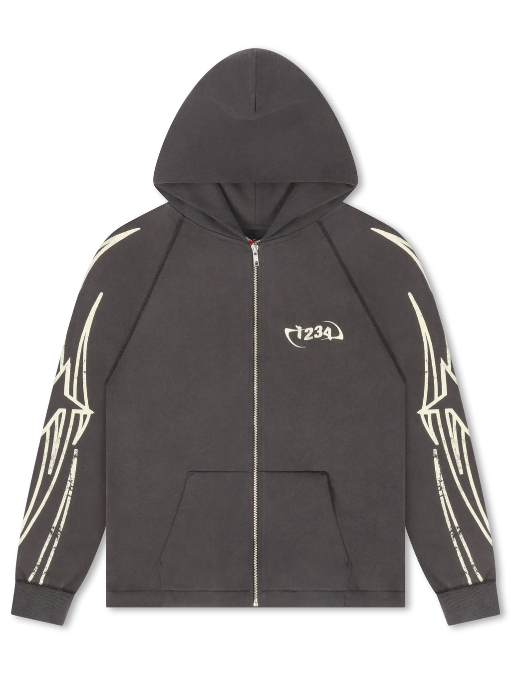 BLDG4 Streak Zip-up Hoodie - Charcoal Art