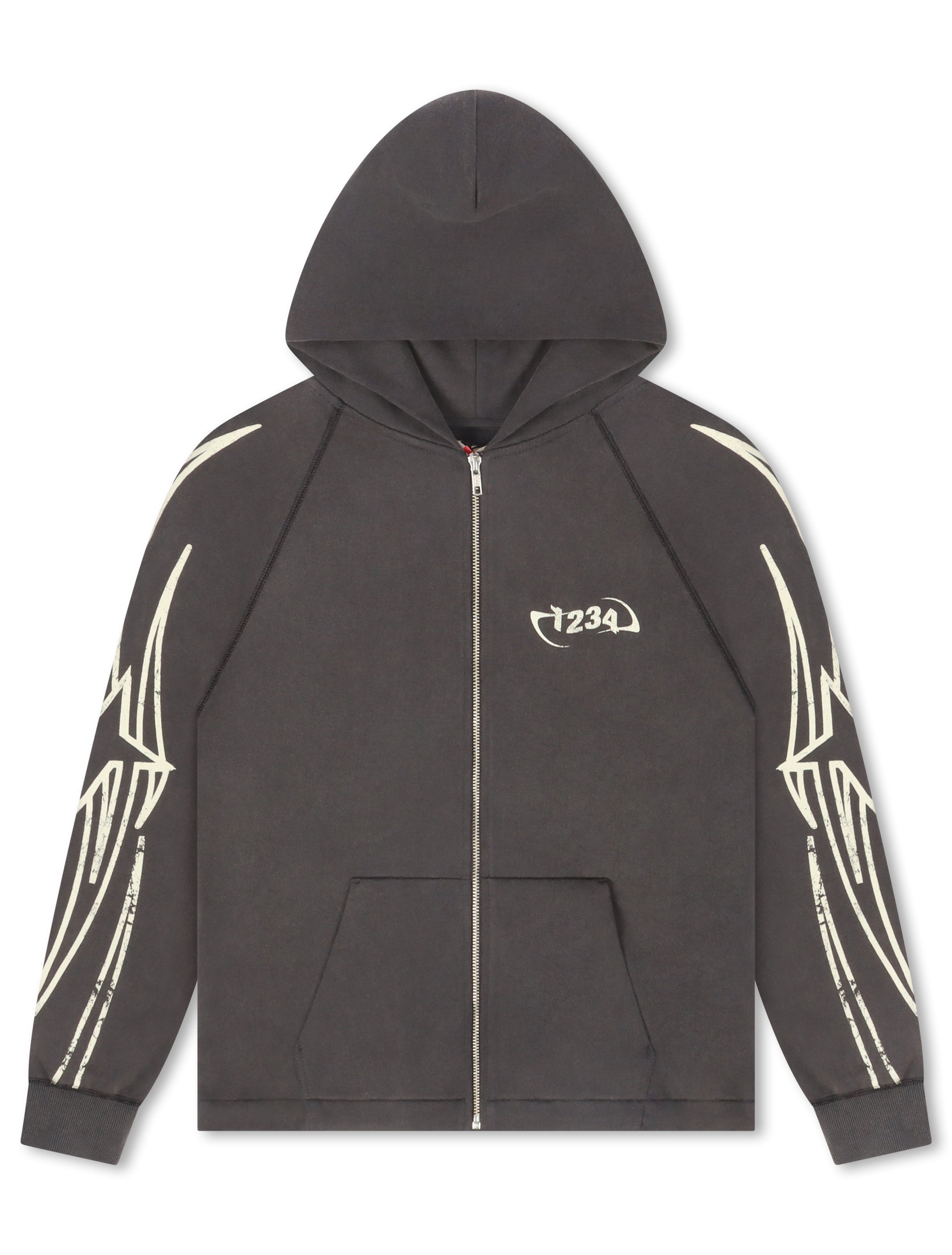 BLDG4 Streak Zip-up Hoodie - Charcoal Art